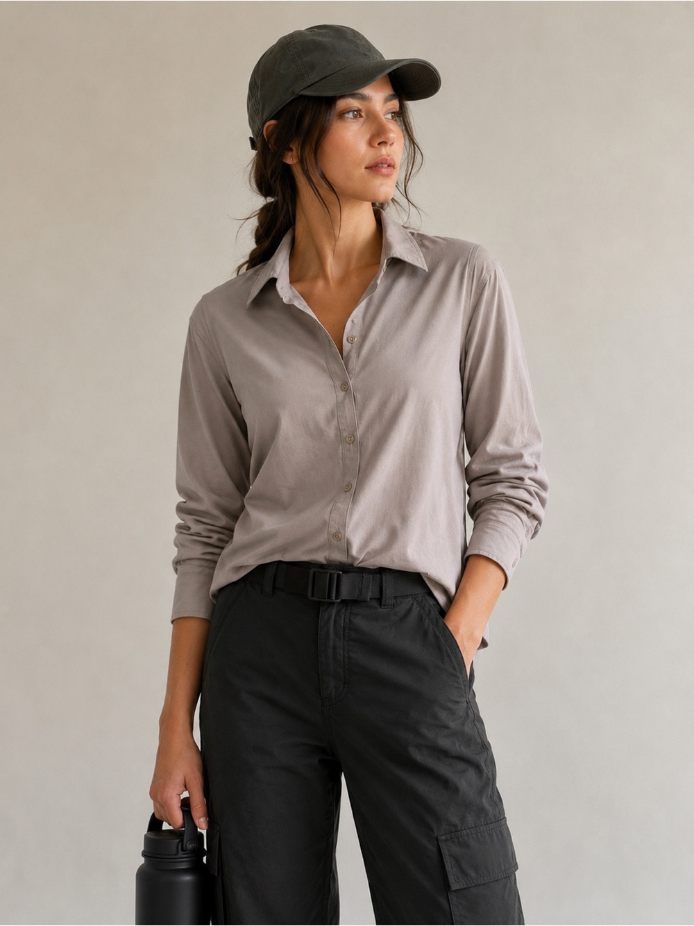 Kit and Ace Putty Grey Technical Button-Up Shirt